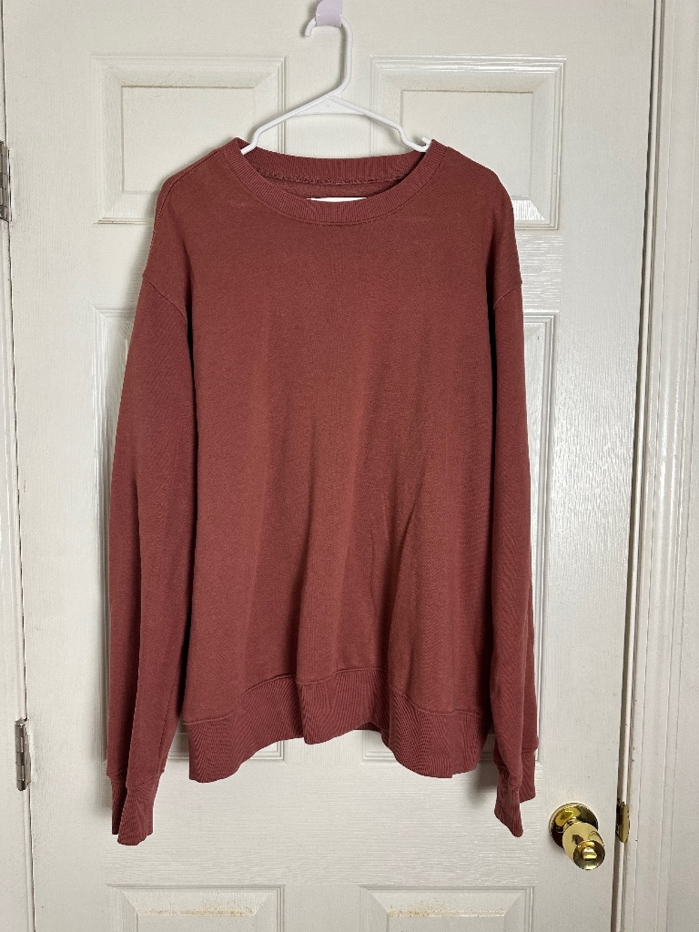 Goodfellow Salmon Cranberry Red Long Sleeve Pullover Sweatshirt Men Size XXL